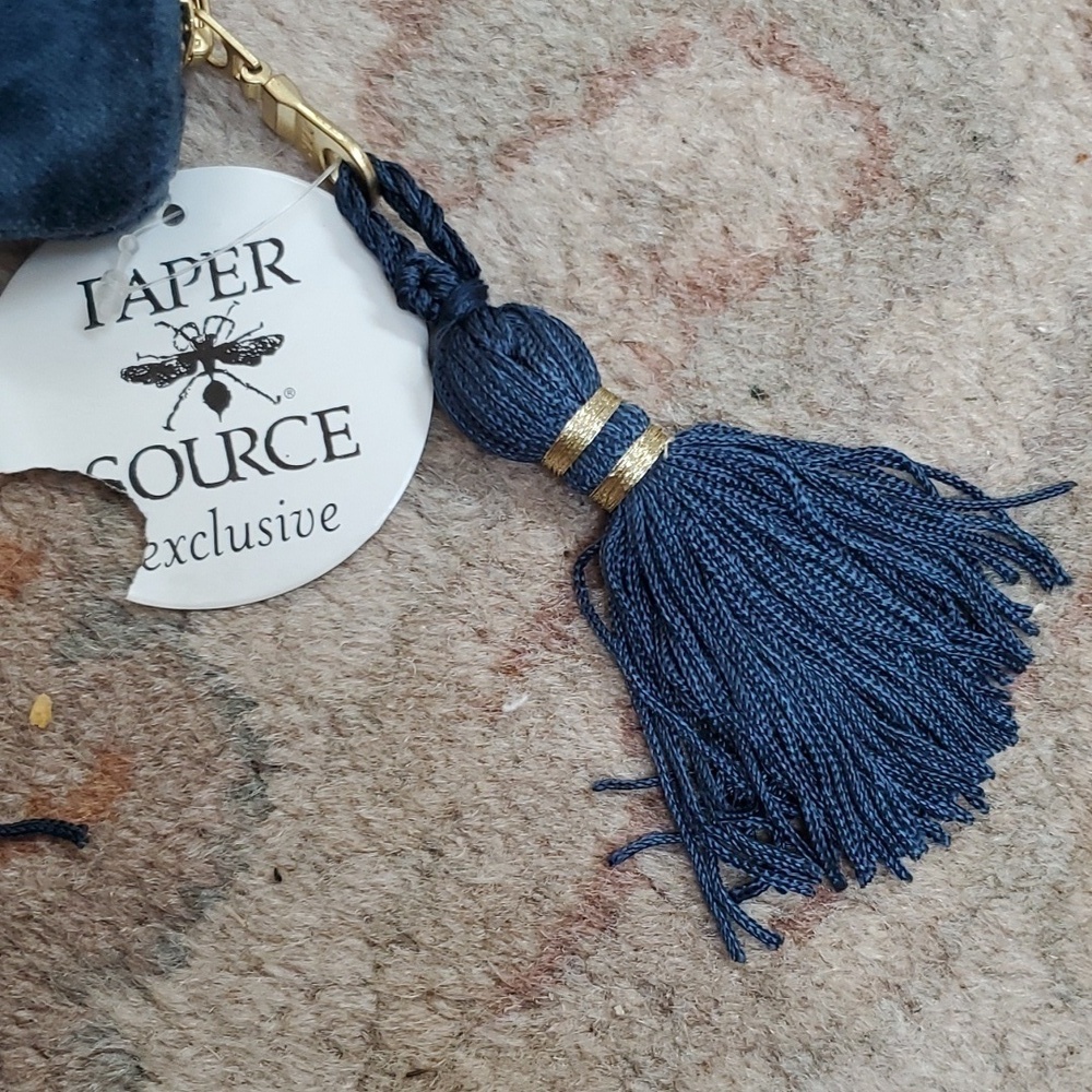 Paper Source navy Fringe Pouch - Picture 5 of 7